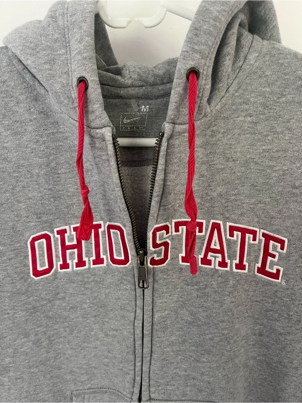 Ohio State Kids' Gray Zip-Up Hoodie with Red Accents size Medium